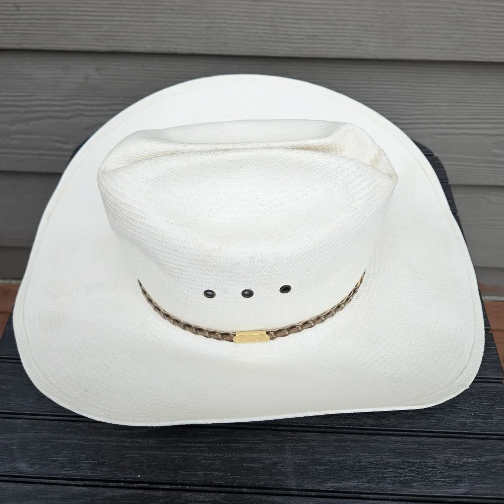 Vtg Stetson 8X Shantung Panama Cowboy Western Rodeo Straw Hat USA Size 6 3/4